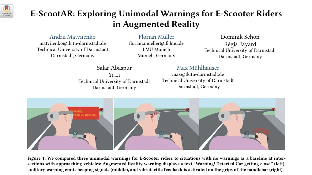 E-ScootAR: Unimodal Warnings for E-Scooter Riders